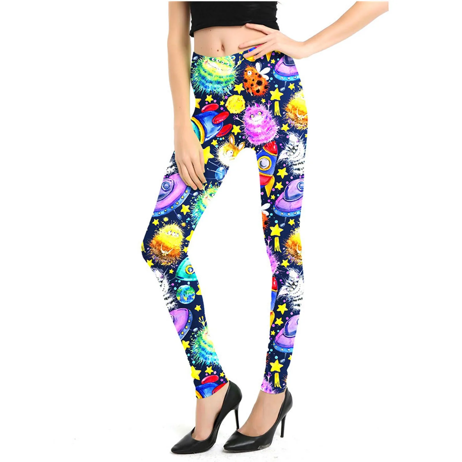 

Waist Hip Cartoon Tight Women's Pants Yoga Print Leggings High Yoga Pants