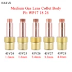 Комплект газовых цанговых линз TIG 1,01,62,43,24,0 мм 45V24 45V25 45V26 45V27 45V28 для сварофонарь TIG WP171826, 510 шт.