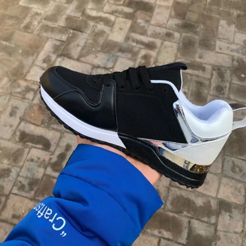 

New Fashion Women's Sneakers Leopard Print Leather Thick Bottom Increased Sneakers Casual Comfortable Sports Shoes For Ladies