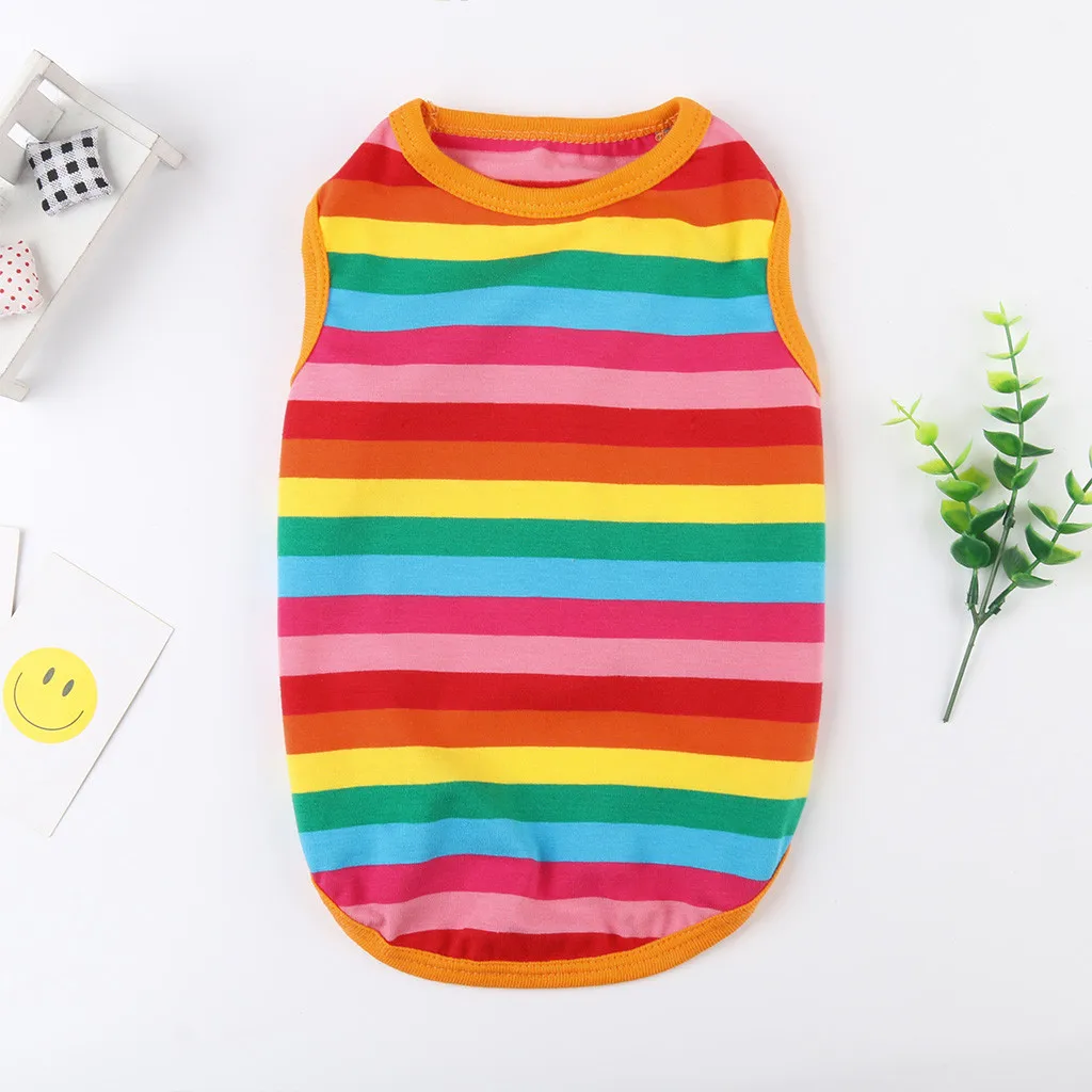 Новый модный жилет для домашних животных лето и осень радужные полосы Одежда