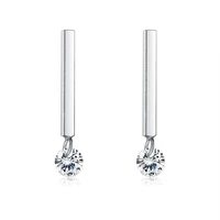 vertical long bar earrings clear cz 925 sterling silver stud earrings for women minimalist 925 silver woman jewelry accessories