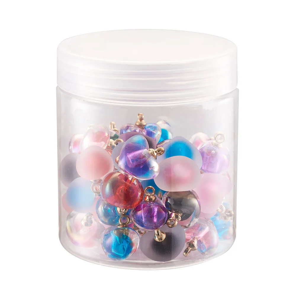 

50pcs/box Transparent Acrylic Heart Bead In Bead Pendants Mix Color For jewelry making DIY Bracelet Earring Crafts Decor