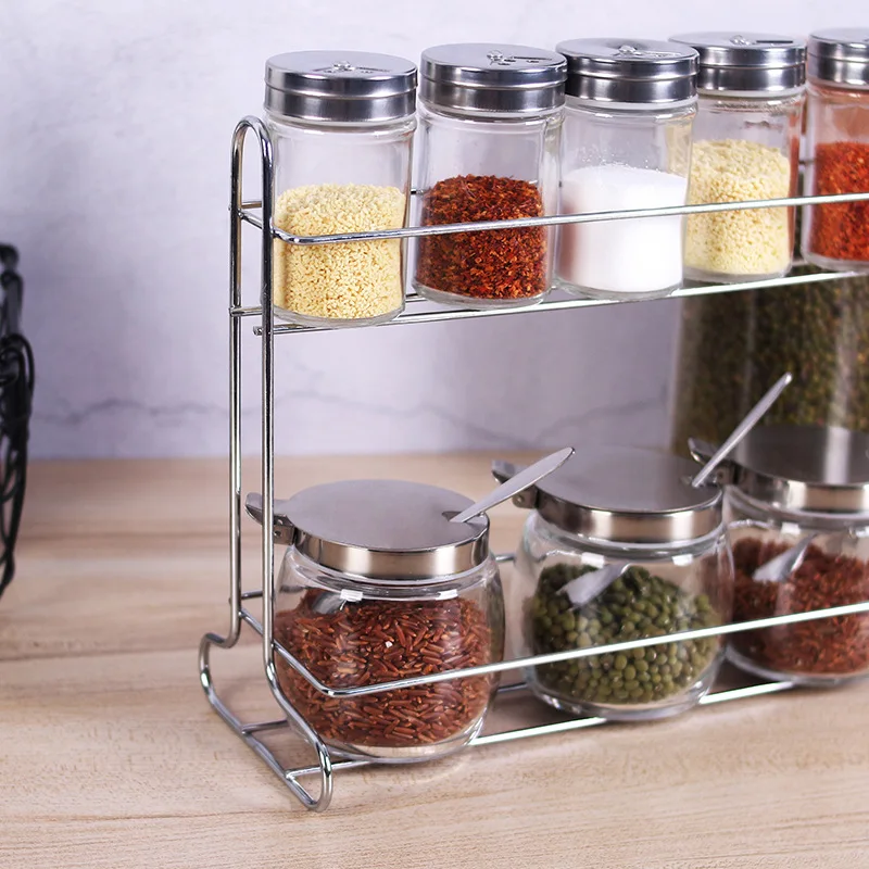 Стеклянная кухонная утварь емкость для специй соли домашняя комбинированная