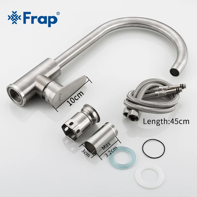 

304 stainless steel Single Handle Single Hole Kitchen Faucet Mixers Sink Tap Kitchen Faucet Modern Hot and Cold Water F4048