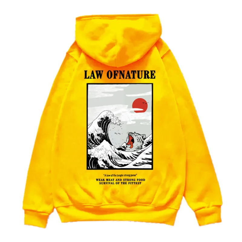 Японские флисовые толстовки с забавным принтом кошек и волн зима 2020 японский