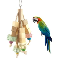 bird block toy for parrot interactive funny bird hanging toy wooden natural stone parrot cockatiel chewing toys for cage