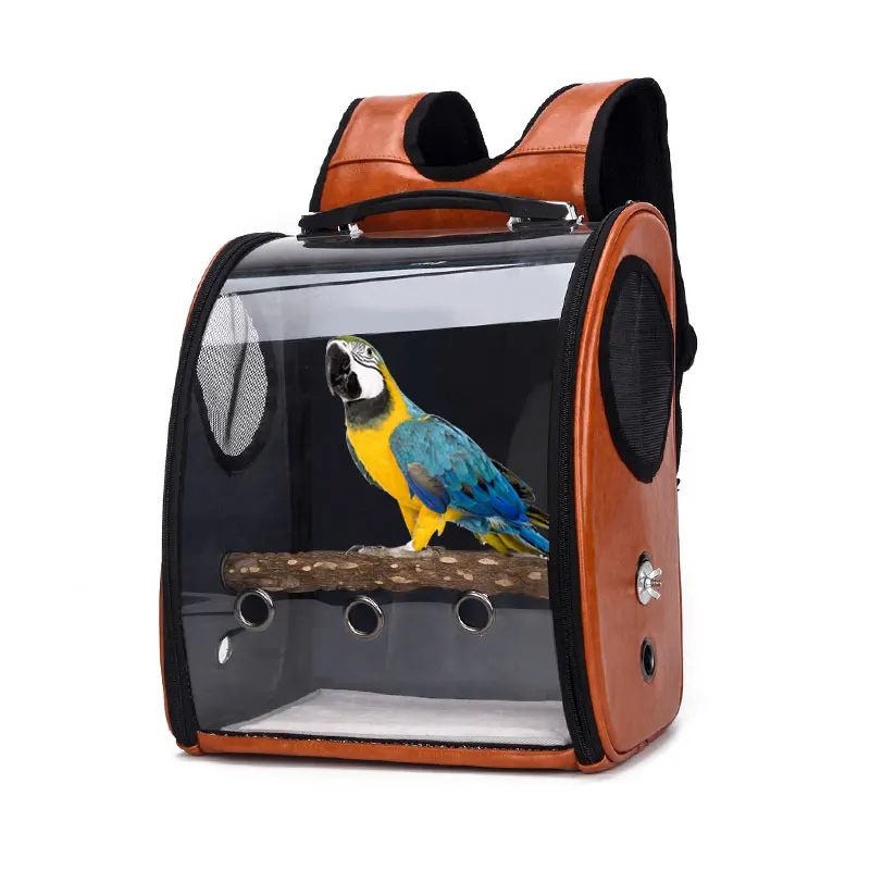 Прозрачная двойная сумка для переноски с деревом дышащий рюкзак попугая