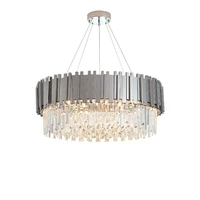 led postmodern crystal gold chrome dimmable designer lustre chandelier indoor lighting suspension luminaire lampen for foyer