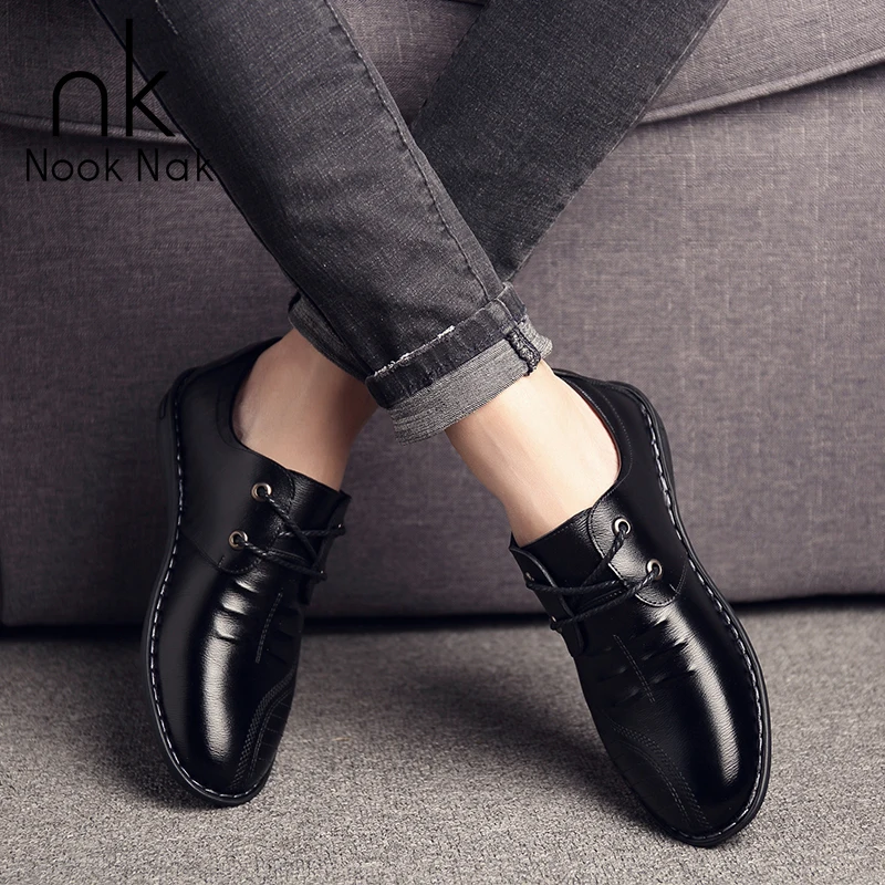

Nooknak 2020 New Hot Style First Layer Leather Hand-made Casual Leather Shoes Breathable Comfortable Men Casual Shoes