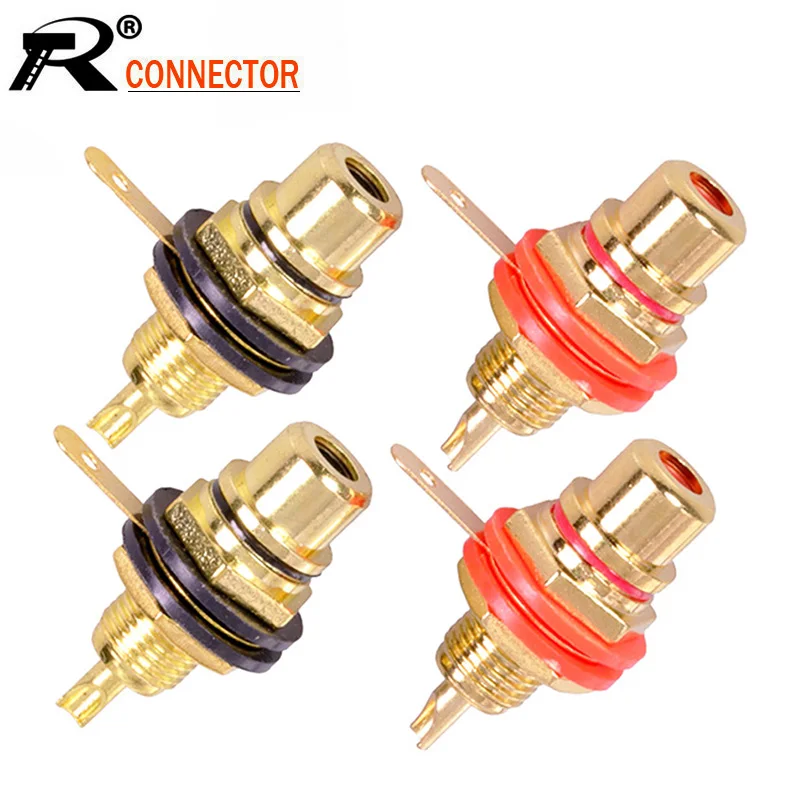 100 шт./лот разъем RCA позолоченный гнездо припоя провода разъем RCA Панель Крепление Шасси