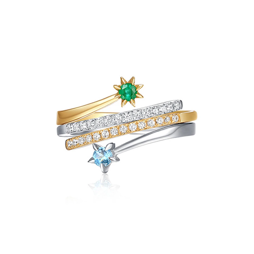 

Uonney Wholesale Custom Jewelry Manufacture Adjustable Two Piece Stone Rings For Women Gift Silver Gold Color Valentines