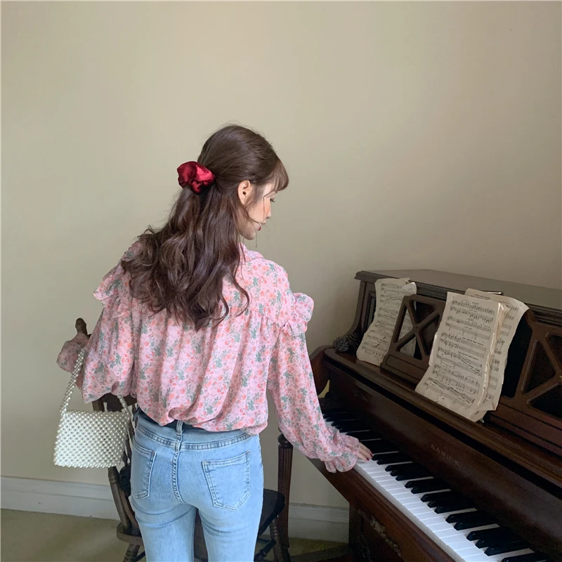 

Cheap wholesale 2021 spring summer autumn new fashion casual chiffon women shirt woman female OL long sleeve top Vy1342