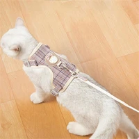 pet leash harness vest dog traction belt breathable mesh cat traction rope adjustable nylon pets collar walking dogs accessories