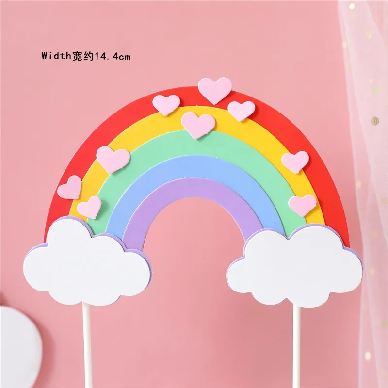 Двухслойный Радужный торт с надписями на день рождения украшения для девочек