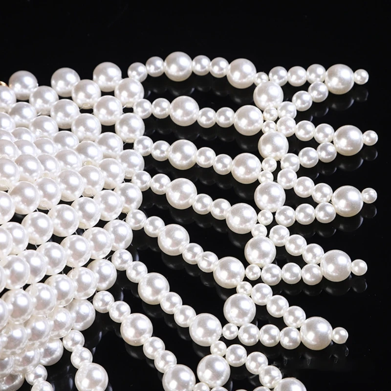 

Imitation Pearl Wavy Chain Necklace Bib Choker Vintage Western Wedding Dress Hollow Out Jewelry Body Chain Collar Shawl A20