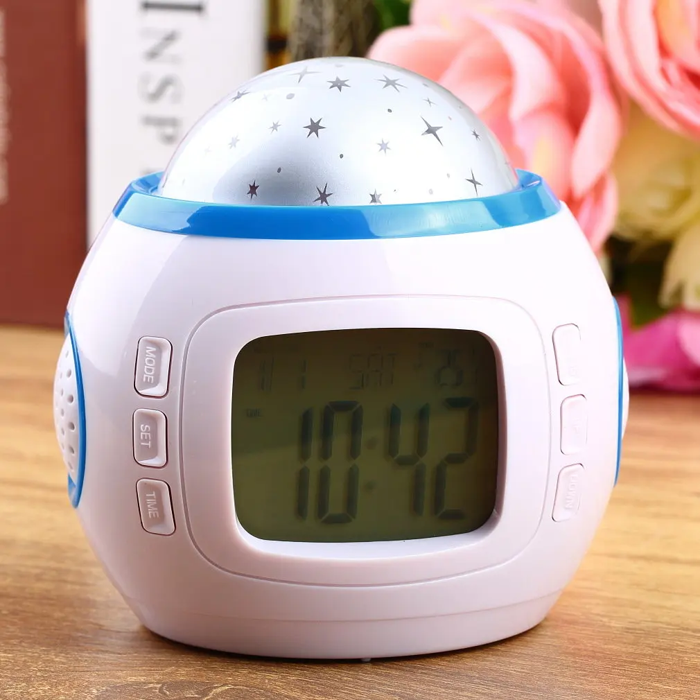 

ICOCO Starry Star Sky Music Projector Digital LED Alarm Clock Calendar Thermometer Snooze Function Night Light Flash Deal Sale