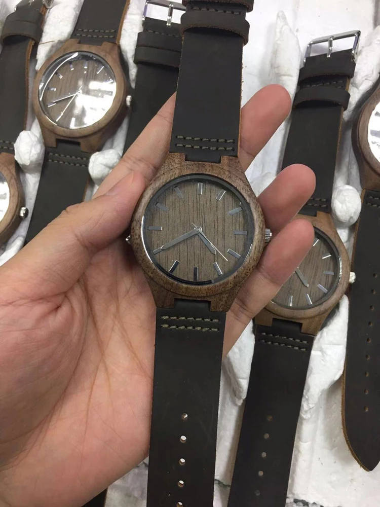 Роскошные деревянные мужские часы с кожаным ремешком стильные хронографом