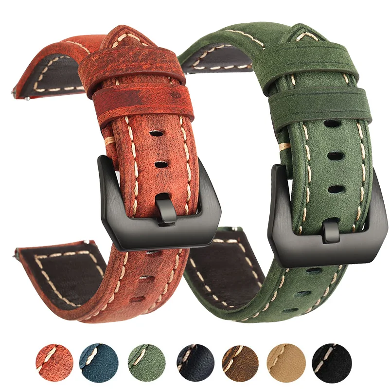 Ремешок для часов из натуральной кожи 20 мм 22 сменный Браслет Amazfit Huawei Samsung Galaxy Watch 3