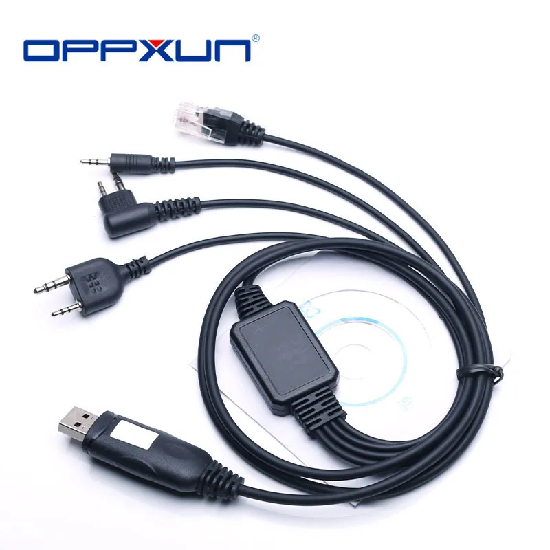 

4 In 1 Multiple USB Programming Cable Adapter with CD Two Way Radio for Kenwood Baofeng Motorola HYT Puxing Write Frequency Line
