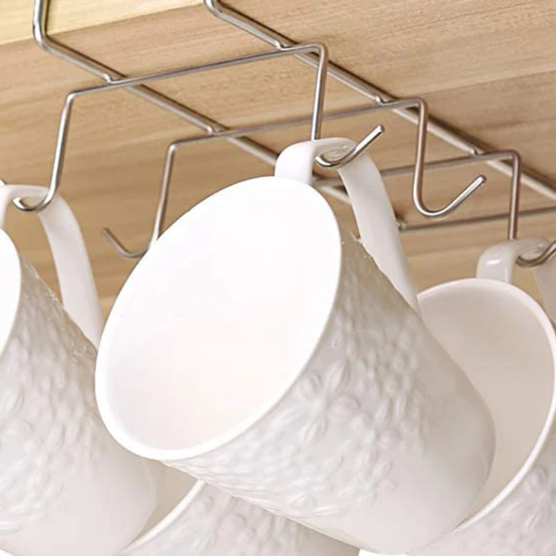 

Premium 2 Pack Dual S Shaped Hooks(2 Pack) with Cup Holder 304 Stainless Steel Nail-Free Shelf Hanging