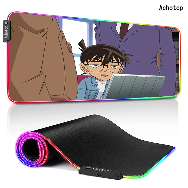 

RGB Large Mouse Pad Gaming MousePad mats Conan Edogawa Gamer Computer Mousepad Led Backlight Carpet XXL Keyboard Desk Mats Anime