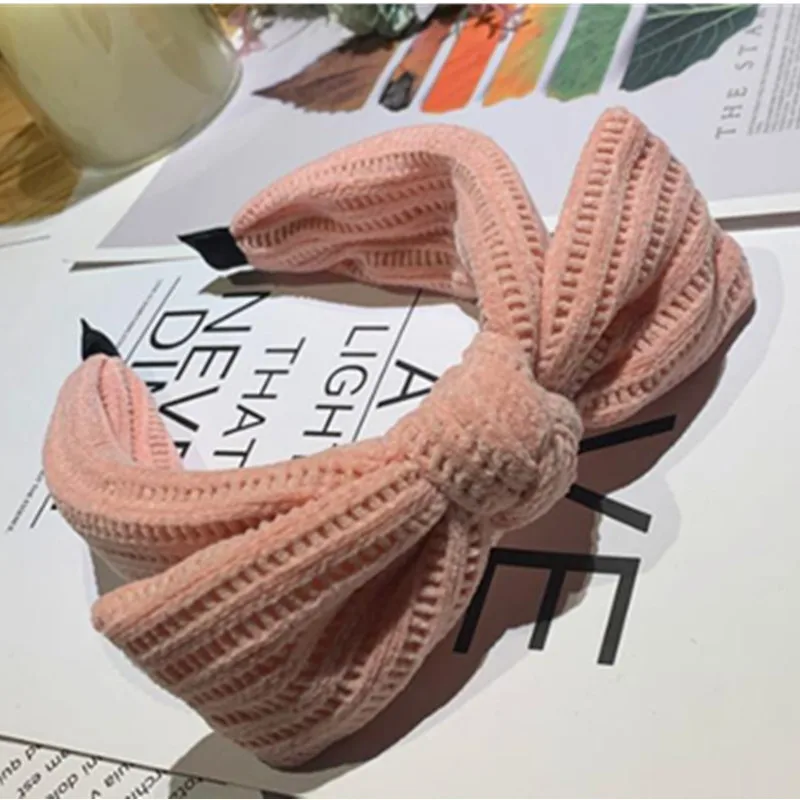 

Soft Warm Velvet Bow Knotted Headband Solid for Women Hair Accessories Lovely Bowknot Hairband Teen Girls Outdoor Headdress