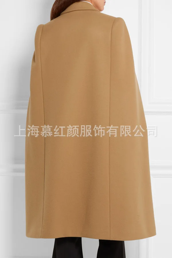 Винтажное однотонное женское длинное зимнее шерстяное пальто с широкой талией