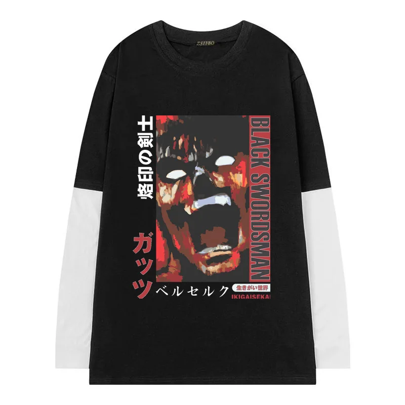 Футболка в японском стиле Харадзюку стильная рубашка с имитацией двух кистей