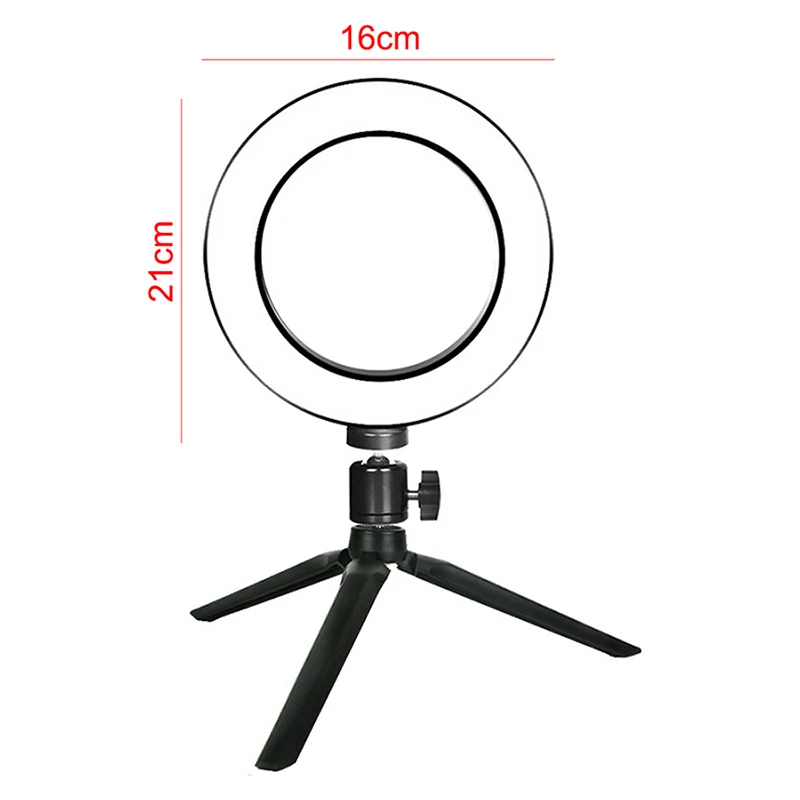add mini tripod Затемняемый Светодиодный кольцевой светильник 16 см 5 Вт фотостудия камера кольцевая лампа заполняющая свет для видео Live Youtube макияж селфи с штативом - Цвет: add mini tripod