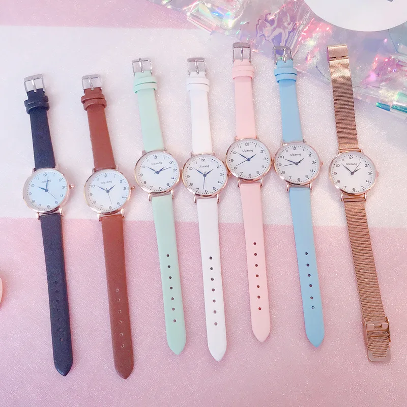 

Rose Gold Mesh Strap Women's Fashion Watches Minimalist Ulzzang Luxury Brand Quartz Watch Women Clock Blue Pointer Wristwatches