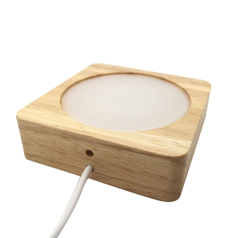 

2021 New 3D LED Night Light Table Lamp USB Crystal Glass Resin Art Ornaments Base Stand