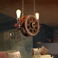 vintage loft pendant lamps gear clain lights water pipe arm bar restaurant industry wind cafe living room dining room stair lamp