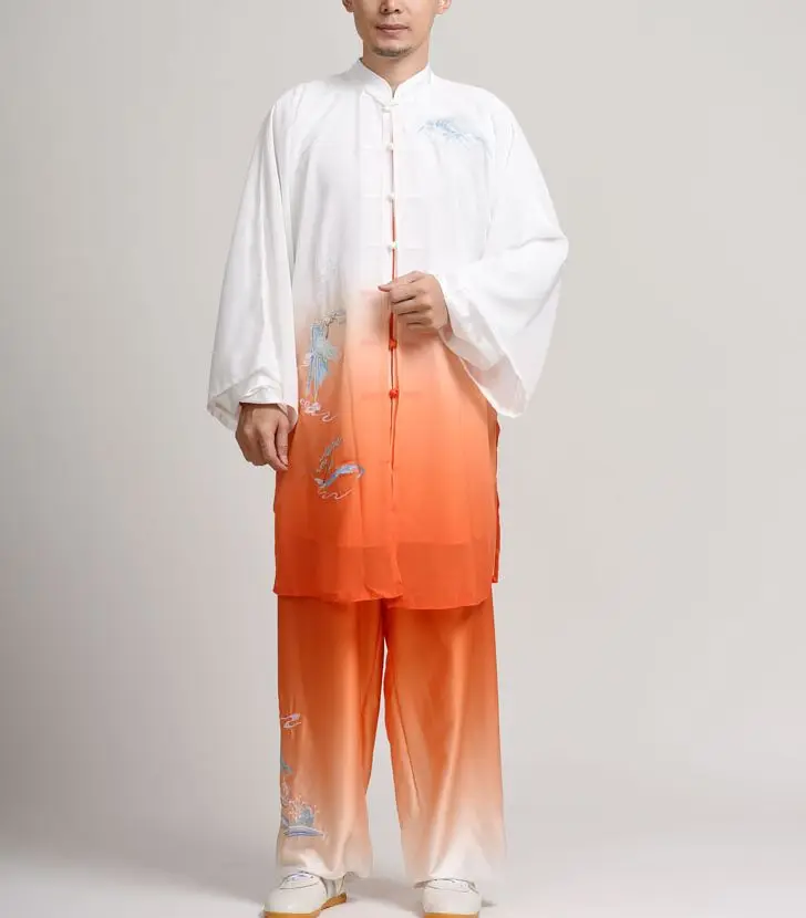 Унисекс Новая Вышивка taijichuan Тай Чи одежда градиент кунг фу Единоборства костюм