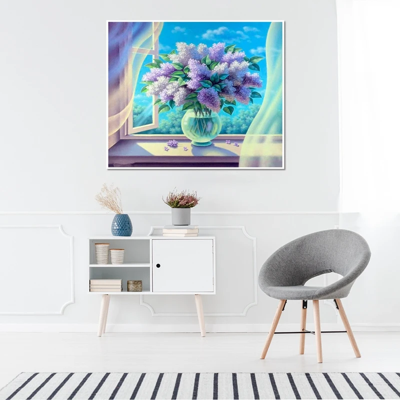 Набор для рисования с круглыми камнями и полотном полный алмазная живопись набор