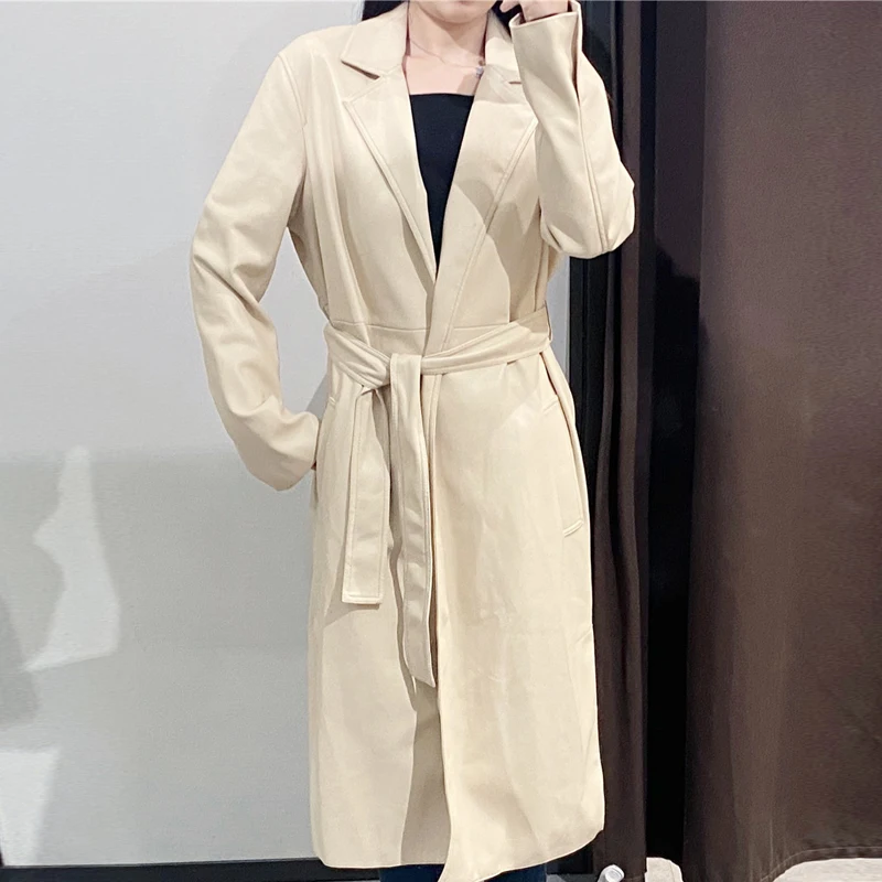 Новый осенне-зимний женский плащ из искусственной кожи Женский Винтажный