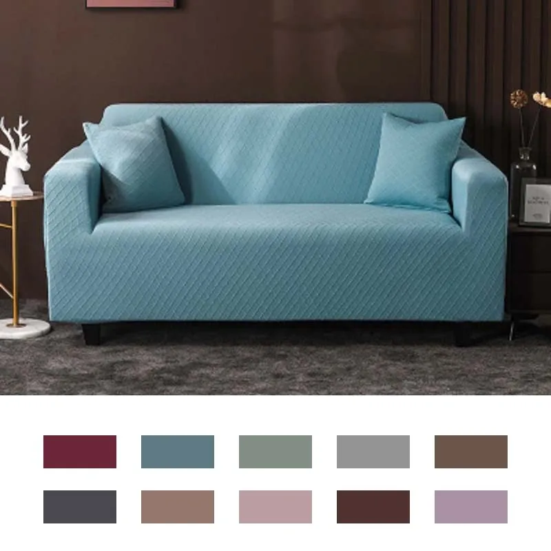 Серый жаккардовый чехол для дивана эластичное покрывало