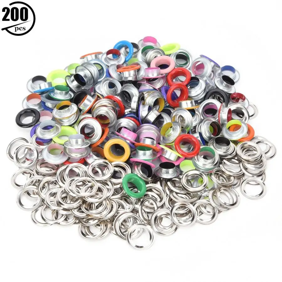 200Pcs Metal Eyelet Iron Colorful Grommet DIY Bag Shoes Clothes Decoration 8mm/10mm with Washer | Дом и сад