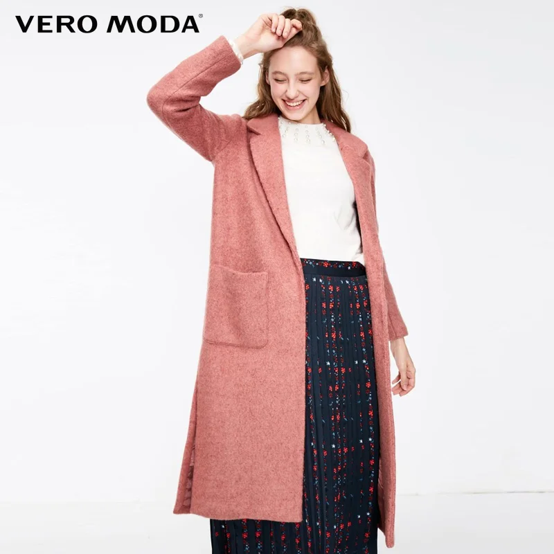 Vero Moda зимняя шерсть Длинное пальто Большой карманный жакет куртка женская|