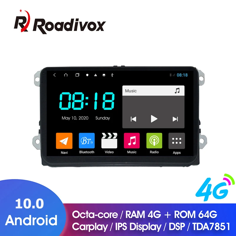 Автомобильный DVD-плеер 9 дюймов мультимедийная система на Android 10 0 с GPS ОЗУ 4 Гб ПЗУ 64