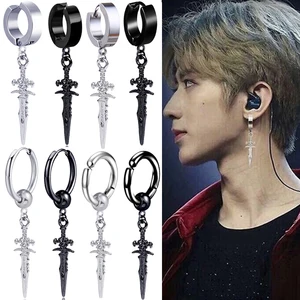 Винтажные висячие серьги с кинжалом для женщин, мужчин, серебряного цвета, Маленький Меч, свисающие женские серьги, модные украшения, подарок на Рождество 2020, 1 пара