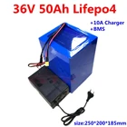 Литиевая аккумуляторная батарея GTK Lifepo4 36 В, 50 А  ч, 40 А  ч, 36 В, 50 А  ч, батарея для электроскутера, велосипеда с солнечной батареей и зарядным устройством