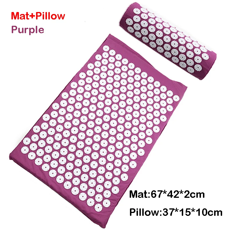 Purple Mat pillow Акупрессуровый коврик для головы, шеи, спины, ног, массажная подушка, подушка для йоги, шип, антистрессовый коврик для акупунктуры, игольчатый массажер - Цвет: Purple Mat pillow