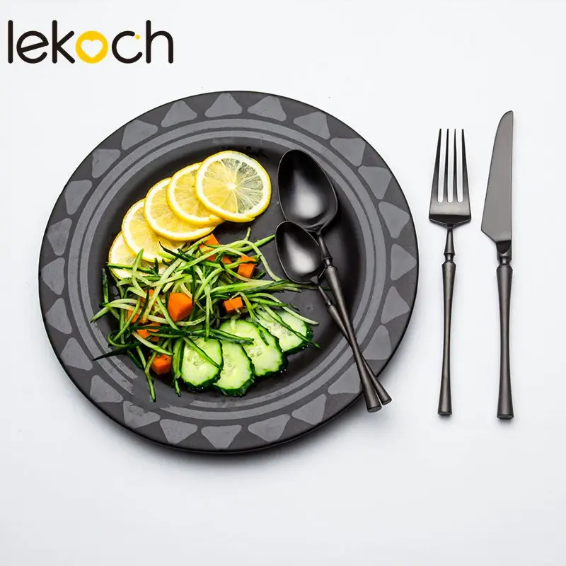 LEKOCH черный набор столовых приборов столовые приборы из нержавеющей стали