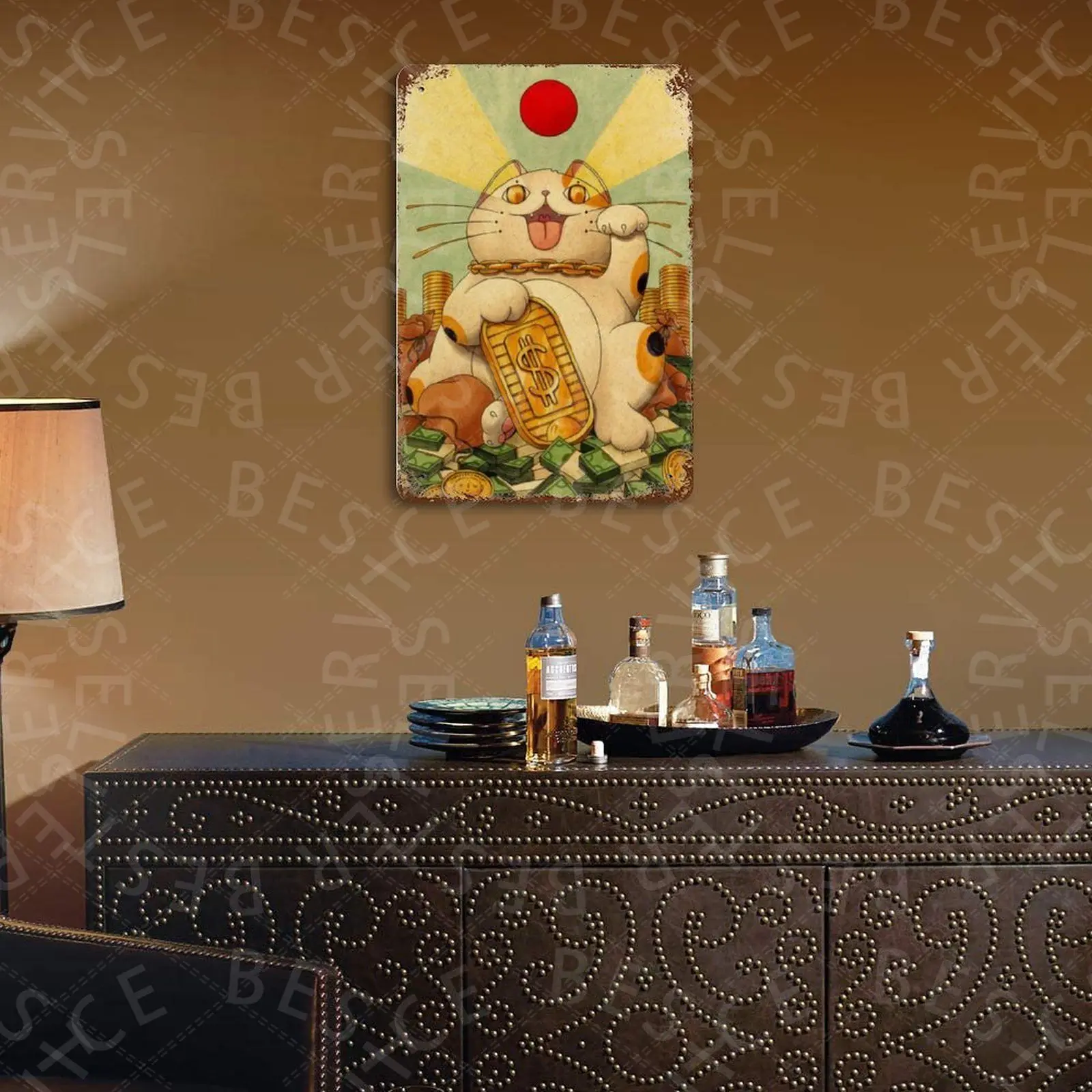 

Lucky Cat Metal Sign Vintage Plaque Tin Sign Plate Wall Decor Bar Club Man Cave Art Painting Gift Custom