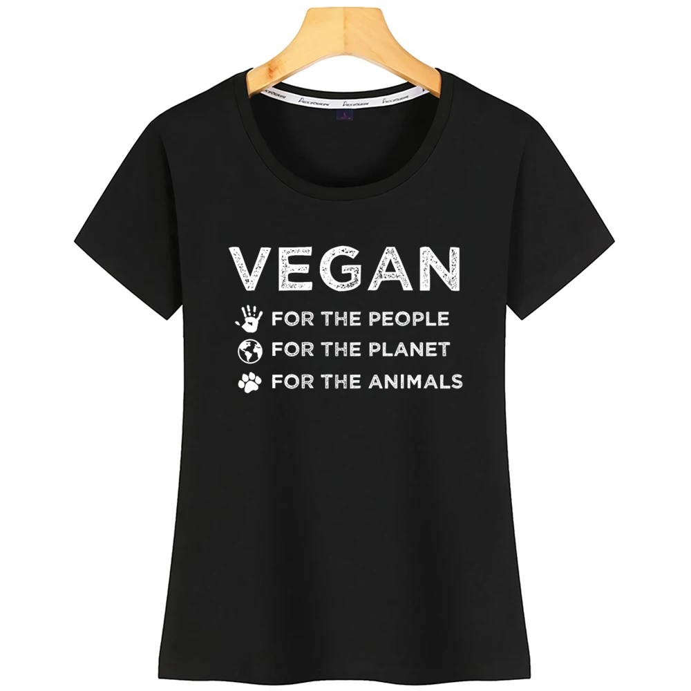 Топы футболки для женщин Vegan People Planet Animals органические забавные надписи короткая