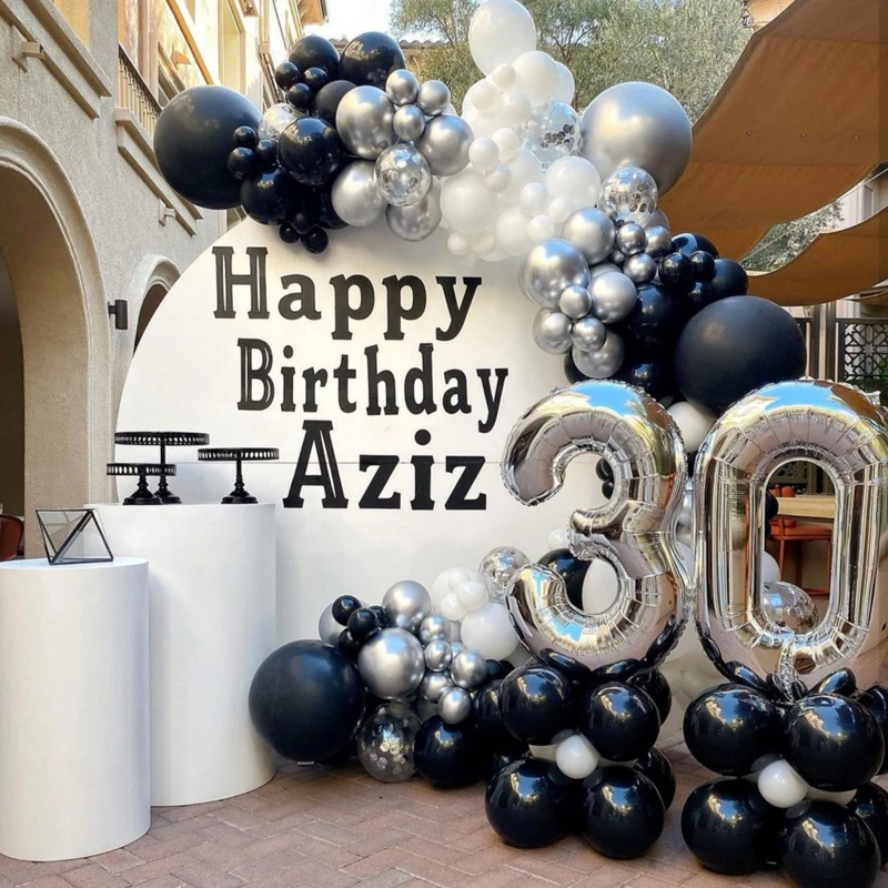 Kit de arco de guirnalda de Globos blancos y negros, suministros para Baby Shower, fiesta de cumplea&ntilde;os, boda, 161 Uds.-1