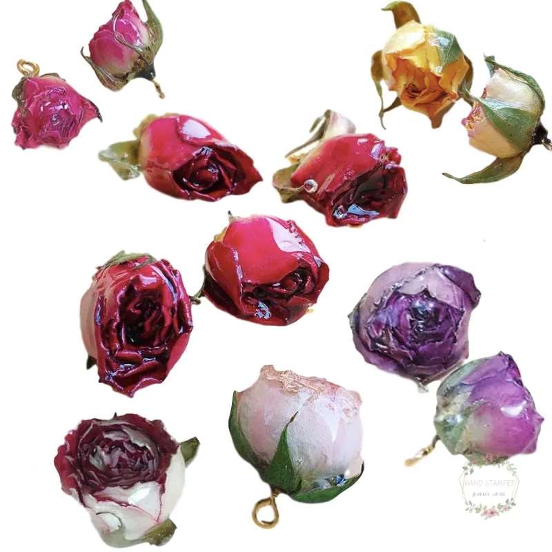 

20 шт. натуральные сухие Шарм настоящий цветок роза Очаровательная подвеска с жидкой резины сaboli Крытая для изготовления ювелирных изделий