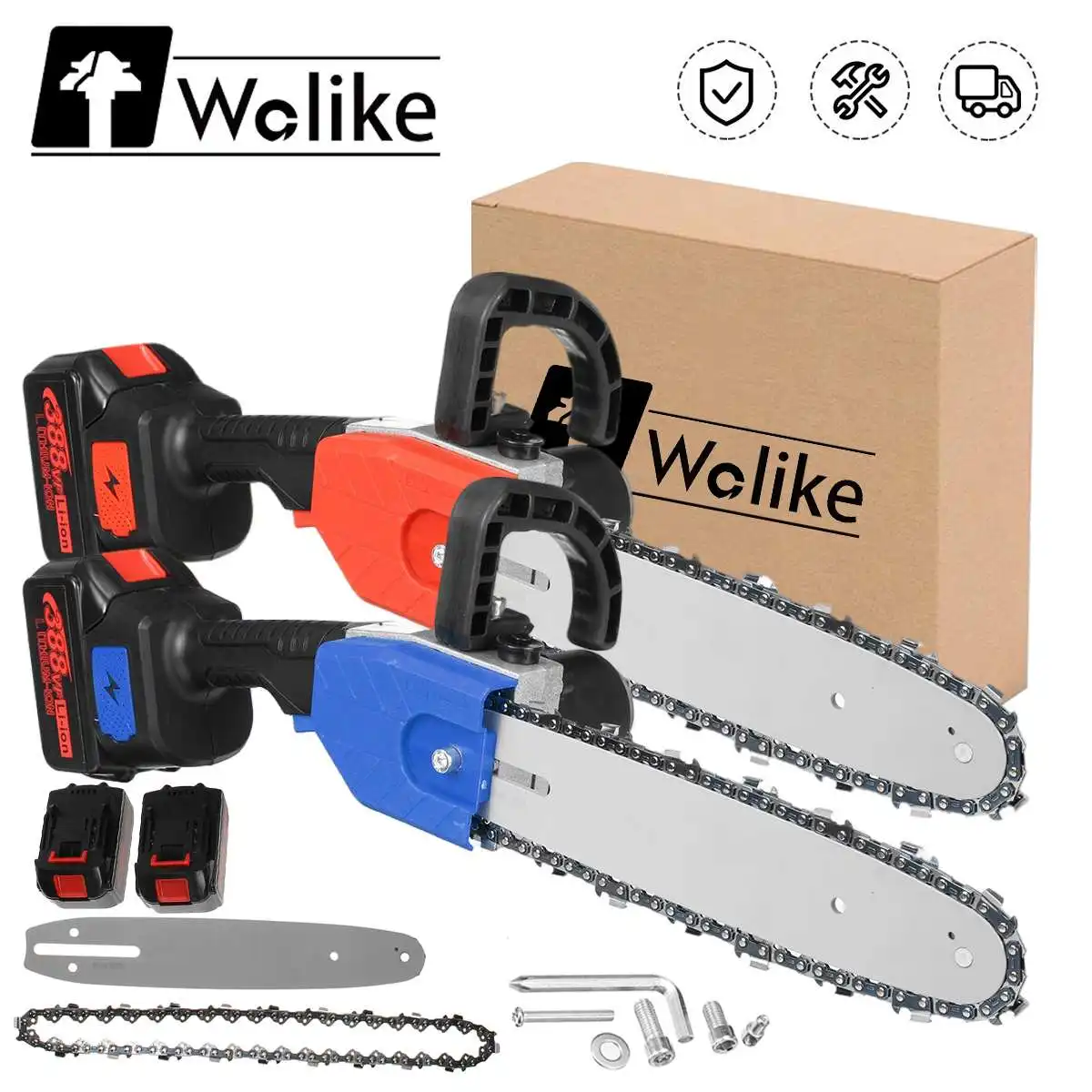 

Wolike 10 Inch 3000W 388VF Cordless Electric Chain Saw Chainsaw High-Power Electric Saw Wood Cutter Machine For Makita Battery