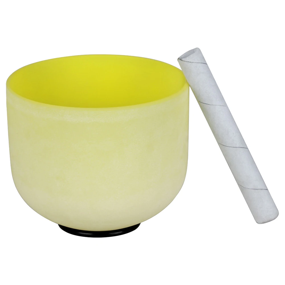 

8 Inch Crystal Sing Bowl Note B Yellow Frosted Singing Bowl For Yoga Meditation Sound Healing Singing Bowl With Sheepskin Stick