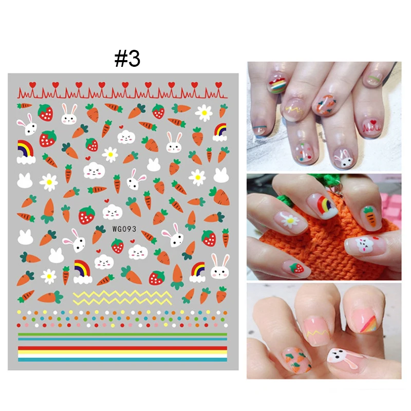 Летние наклейки для ногтей милые фрукты Животные узоры красочный дизайн